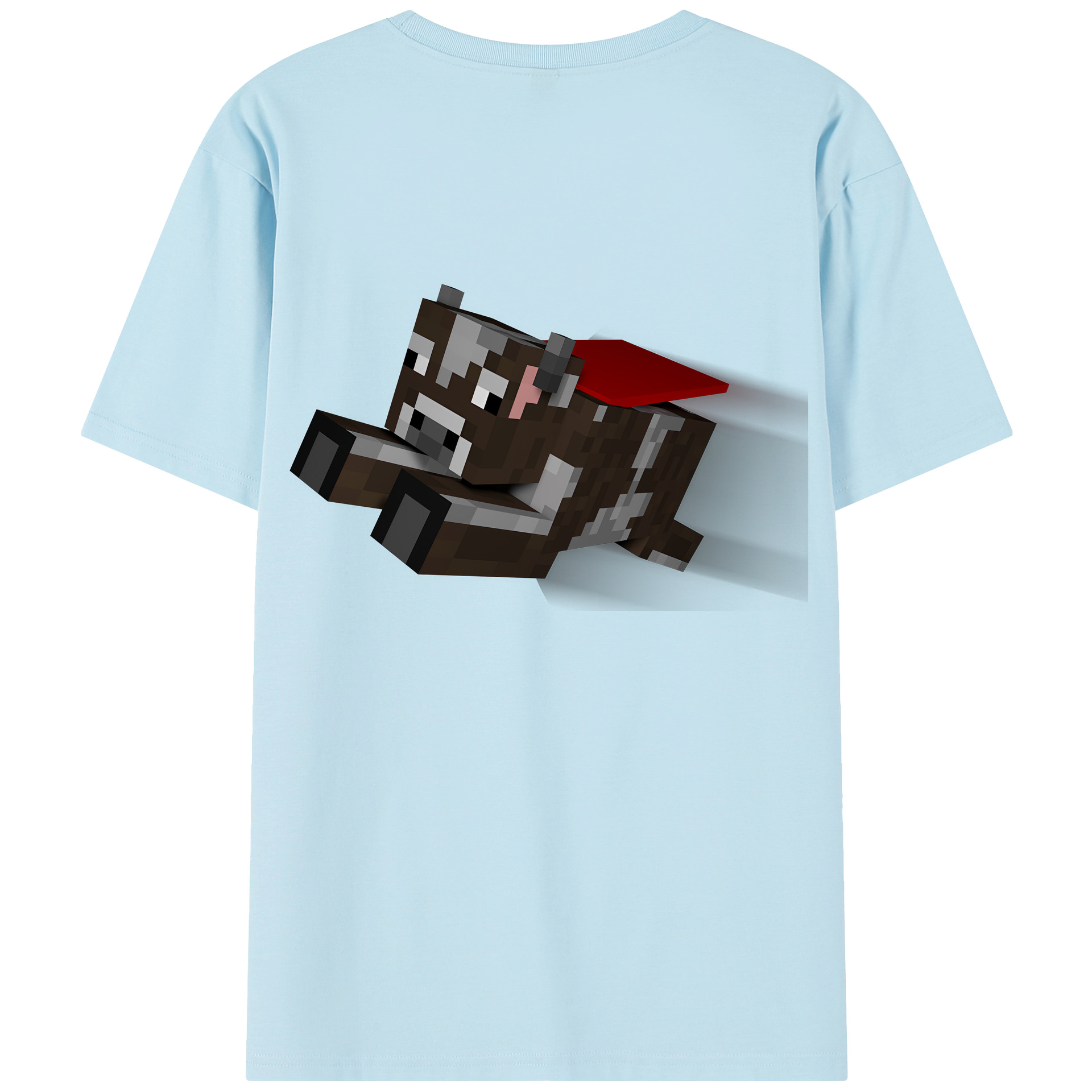 （画像用） マインクラフト ブロックの世界 Minecraft MC Block world 綿100％半袖Tシャツ（背面プリント）